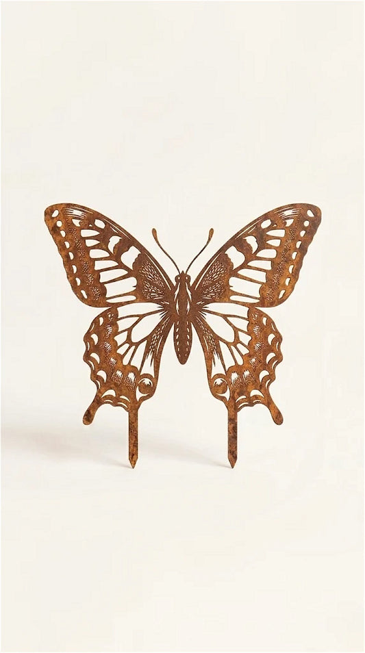 Edelrost Schmetterling Gartenstecker, Detailansicht