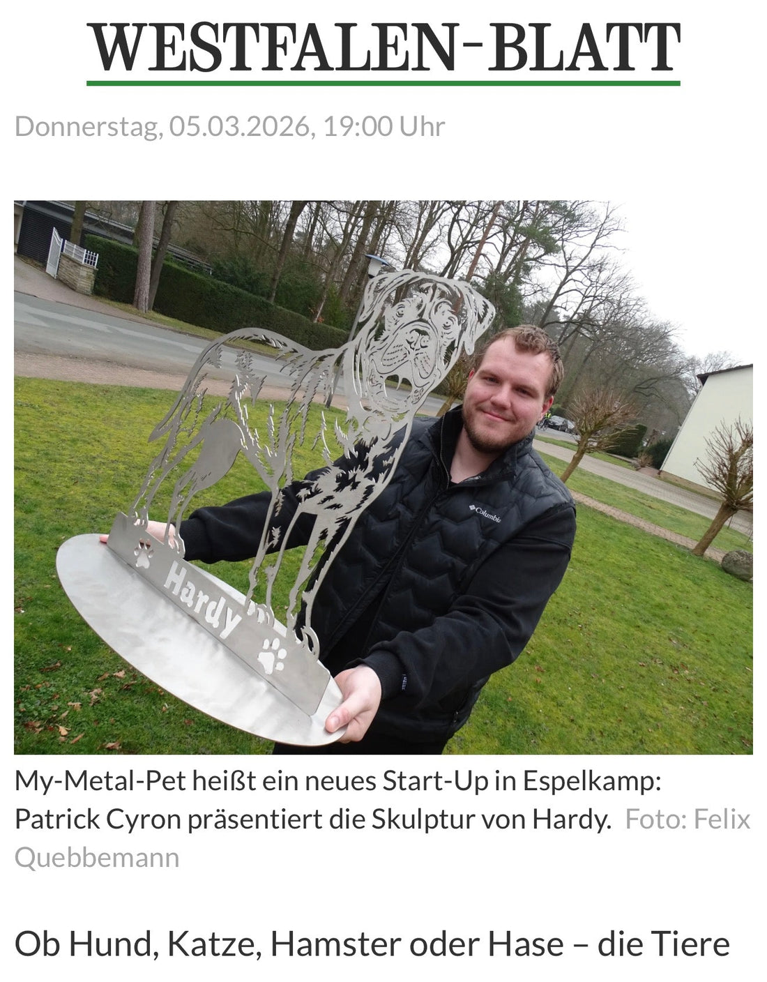 Wir sind in der Zeitung! 🗞️ MyMetalPet im Westfalen-Blatt